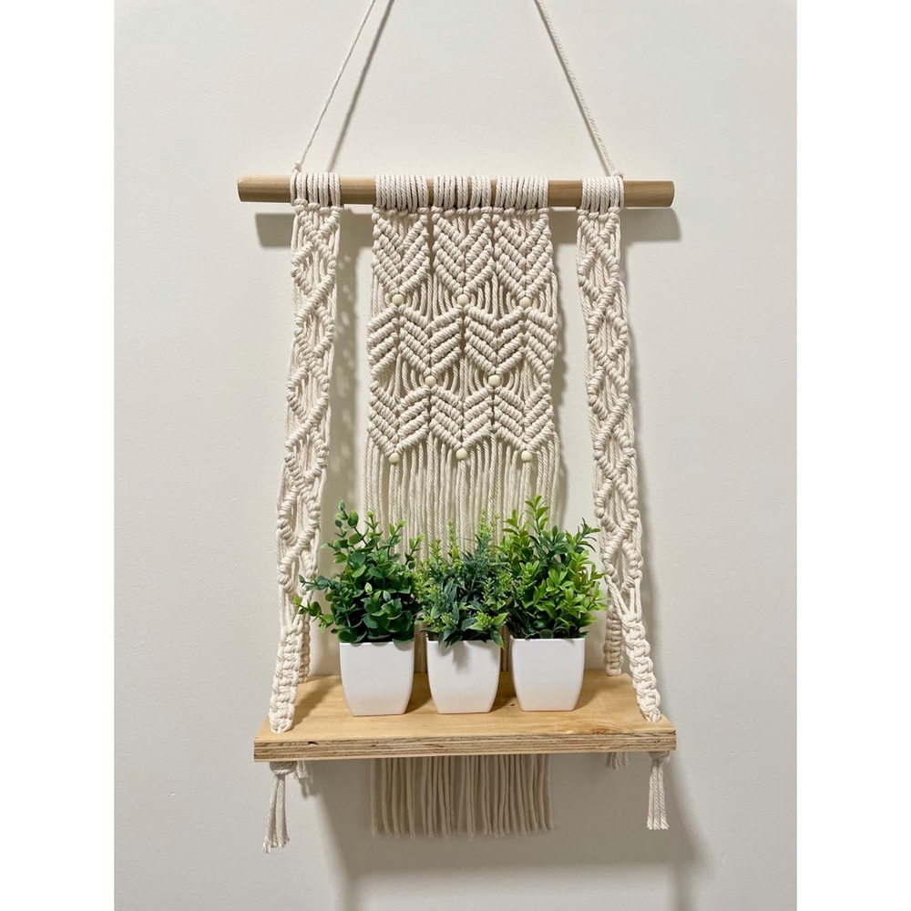 Handmade Hanging Macrame Shelf - Picture 2 of 6